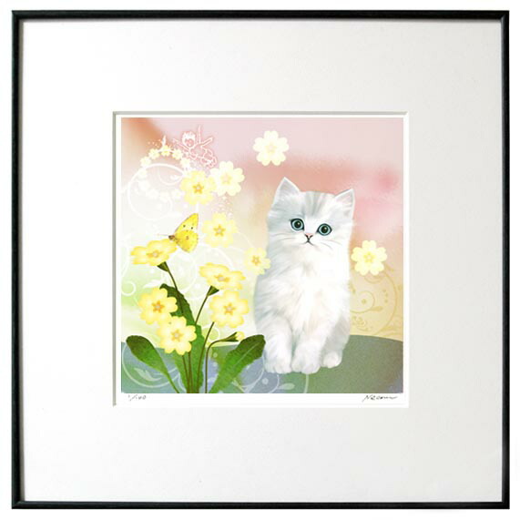 楽天市場】猫夢アート版画「プリムローズ」白 チンチラ 長毛【猫