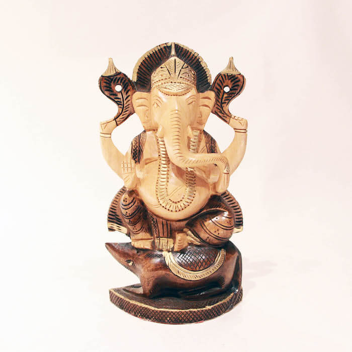 楽天市場】【インドの神様 ネズミに乗ったガネーシャの木製置物