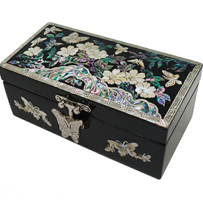 楽天市場】螺鈿の高級ジュエリーボックス・高級螺鈿宝石箱-黒花