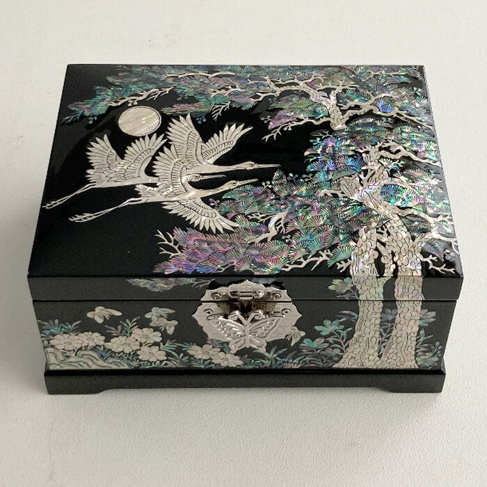 螺鈿細工韓国ジュエリーボックスミラー付き