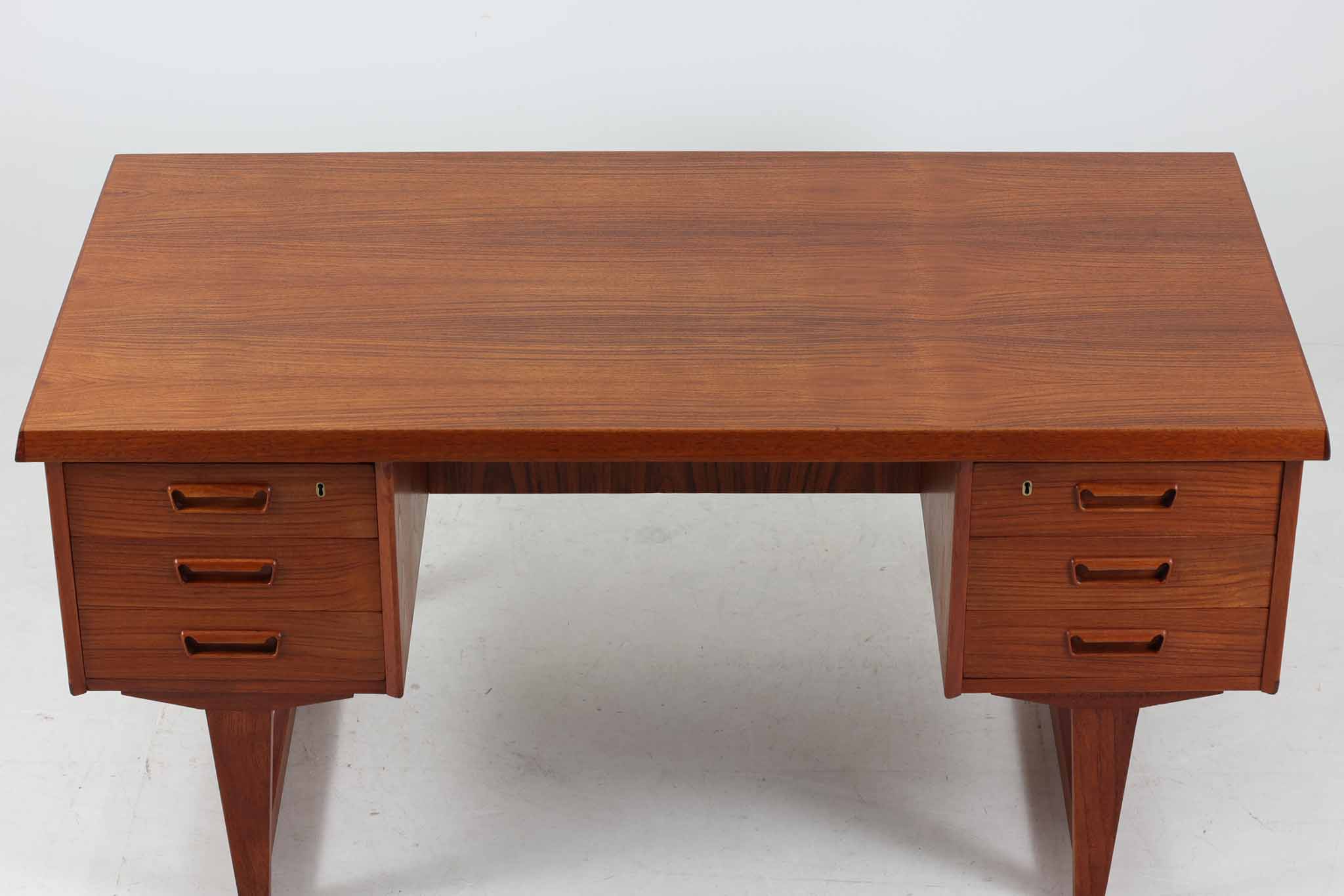 楽天市場】デンマーク製 両袖デスク チーク材 北欧家具ビンテージ