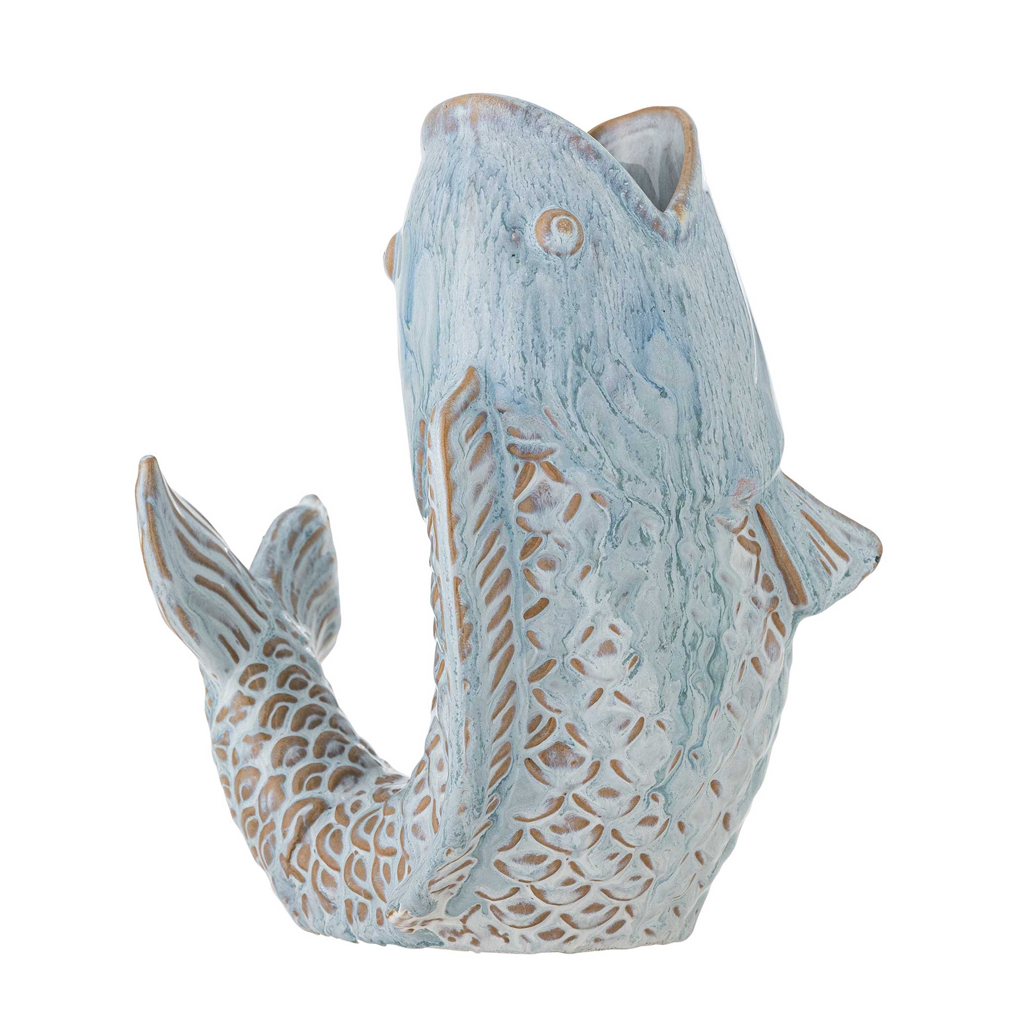 美品 陶芸 焼物 魚 花器 陶器 花瓶 オブジェ 重厚感ある 花入 花器