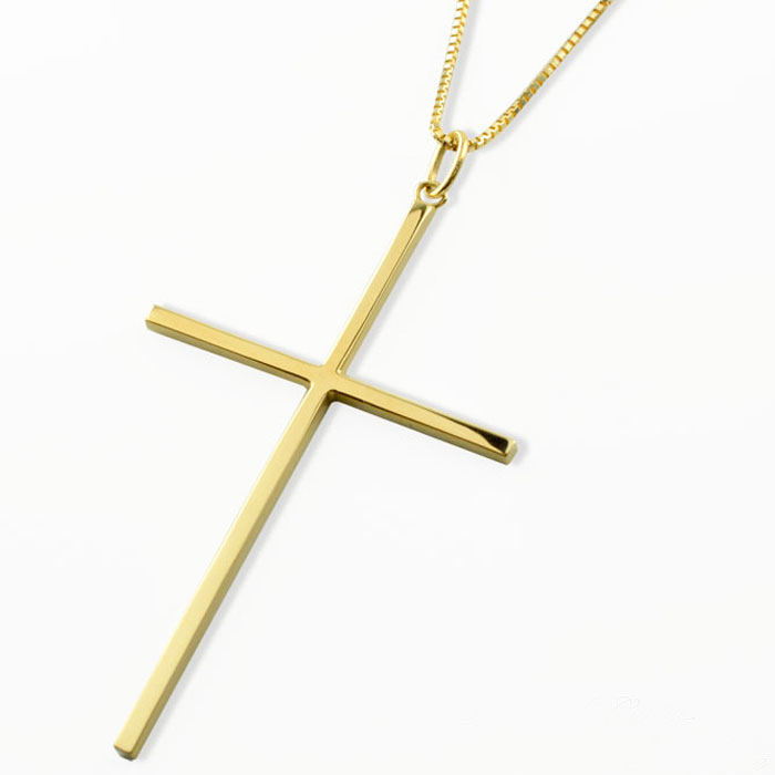 楽天市場】k18 ネックレス クロス 18k 18金 特大 イエローゴールド