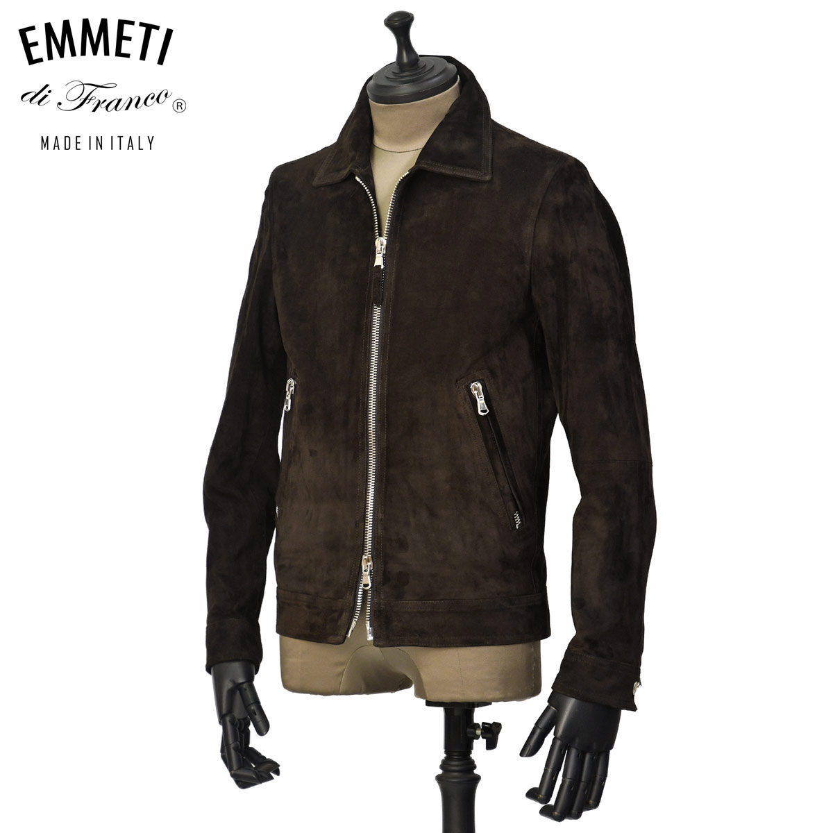エンメティEMMETI レアブラックブラウンレザーシングルライダース