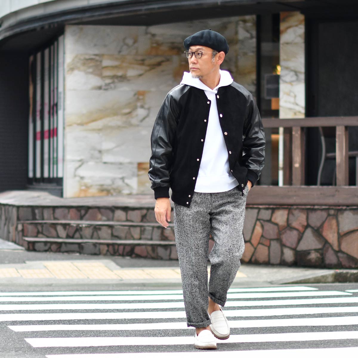 チンクアンタ ゴートスエード ダブルライダース ブラック 44