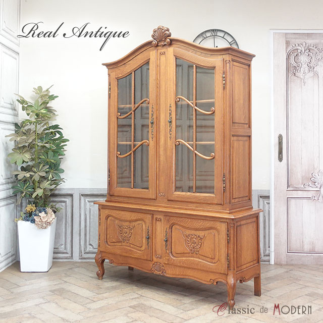 英国アンティークJC製ブックケースキャビネット/本棚/食器棚/飾り棚(91