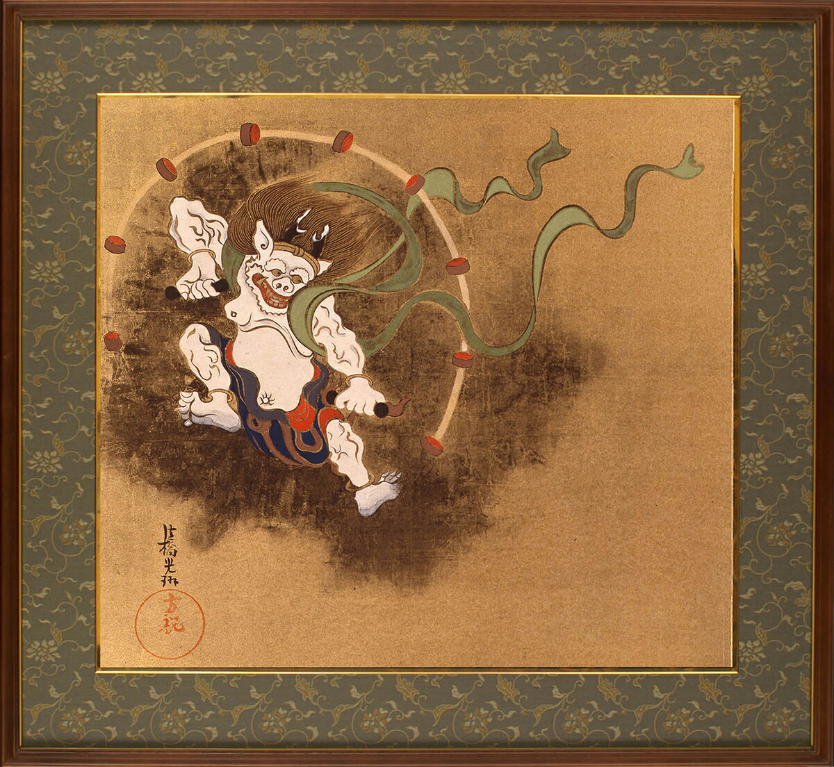 3096 尾形光琳 「風神雷神図」 シルクスクリーン 紙本 工芸印刷 日本画