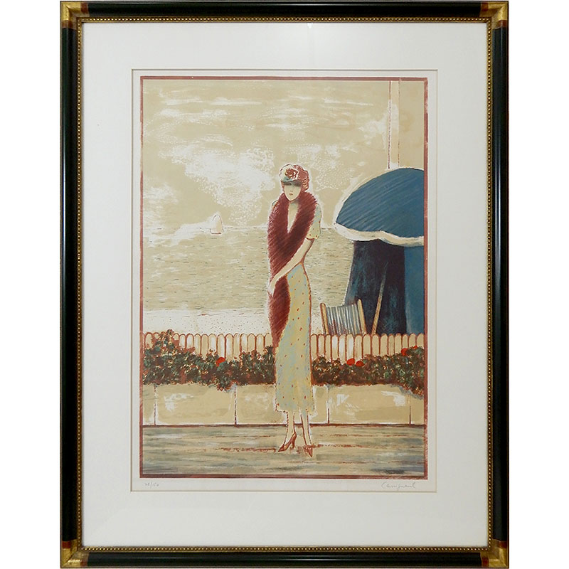 ❤️カシニョールのリトグラフ (森の中の小舟)72×53cm額100×81cm