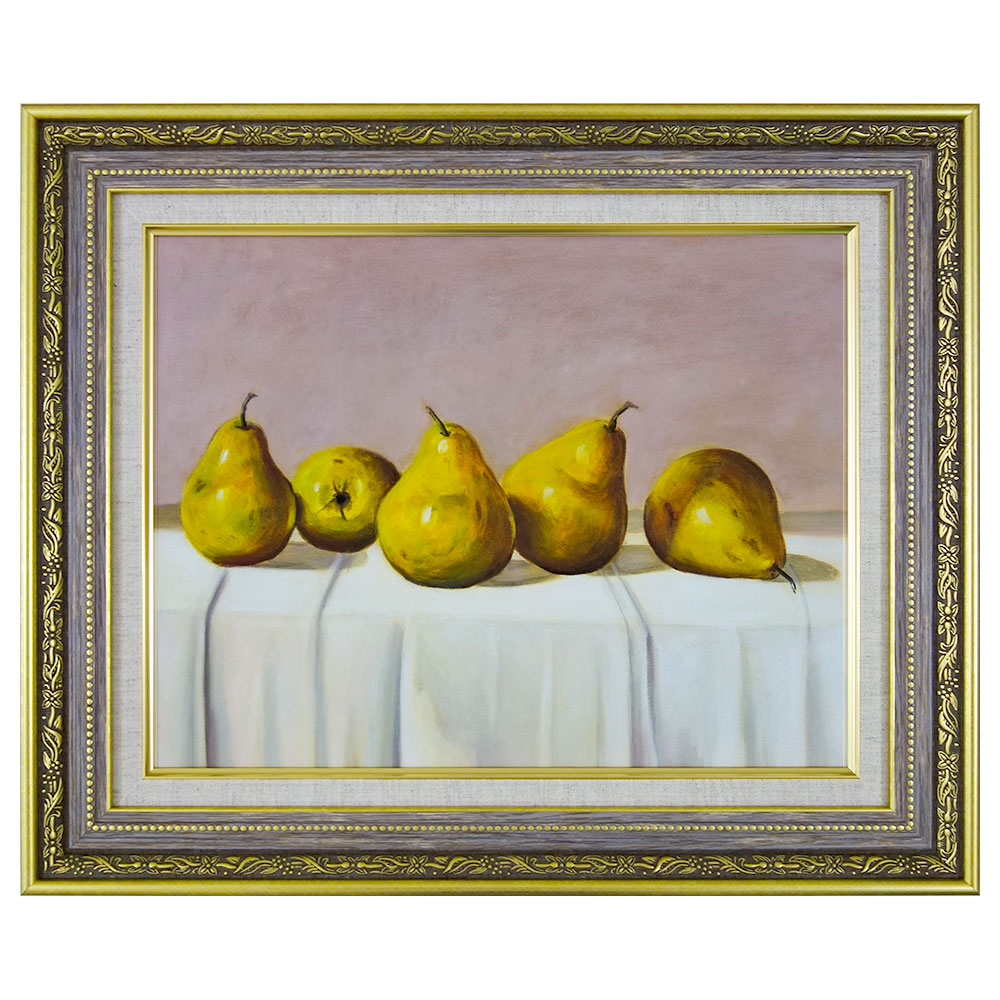 パリで購入 油絵 油彩画 花と果物の静物画 パリで購入 油絵 油彩画 花