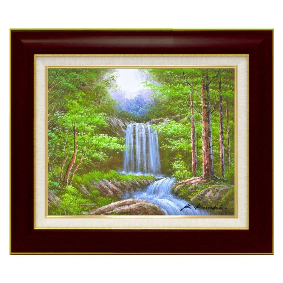 アンティーク 風景画 自然画 湖 滝 森林 油彩画 油絵 アート 絵画 美術