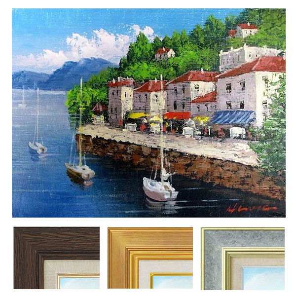 市場の風景 油彩画 F6号