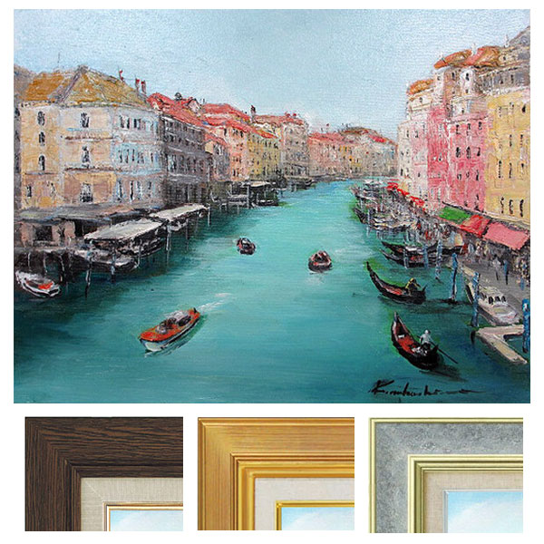 ベニス運河 油絵F6号 真作絵画 油彩6号 ベニス ヴェネツィアの水路と