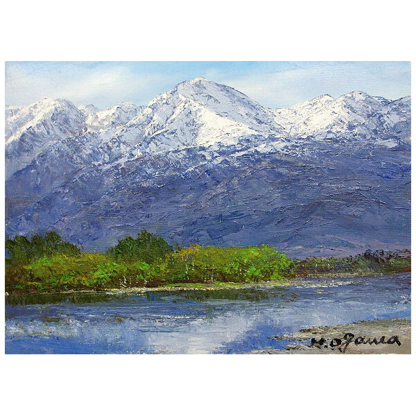小川久雄 油絵 M4号 鳥海山 風景画