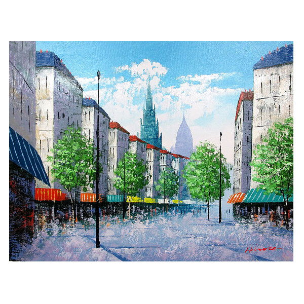 サイン入り 在銘 油彩画 【オビドス礼拝堂】建物風景 インテリア 美術