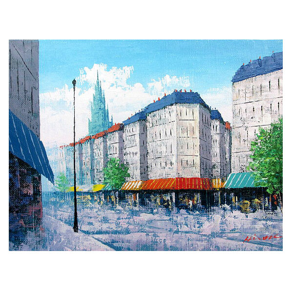 絵画 599 油絵/風景/東京/街角/本駒込/屋敷/通り/F6号 絵画 599 油絵