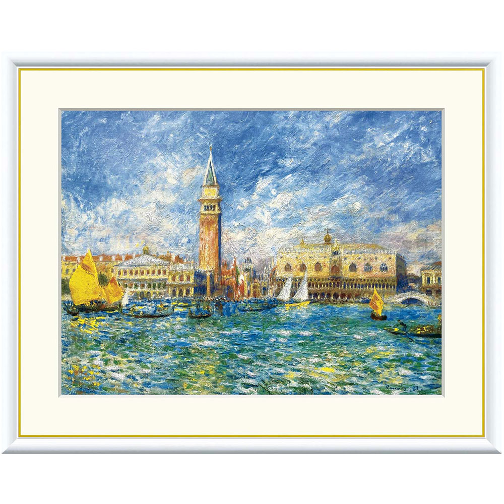 真作】絵画 油彩4号 ベニス風景 ヴェネツィア風景画 海と教会の風景