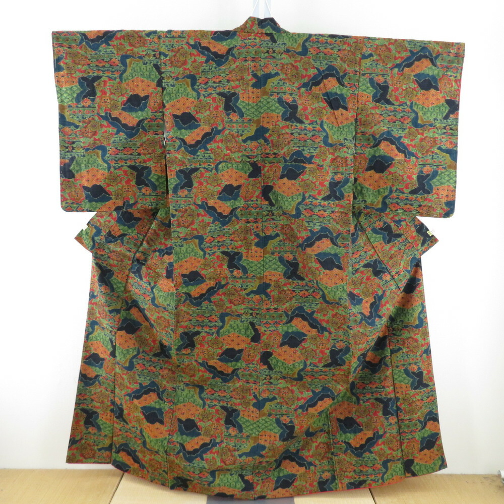 小紋 フルセット 大島紬 唐草模様 着物 P3 購入 小紋 フルセット