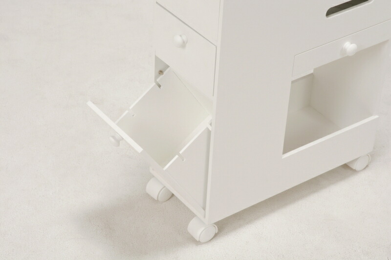 楽天市場】コスメワゴン 完成品 ホワイト 大容量 キャスター付き