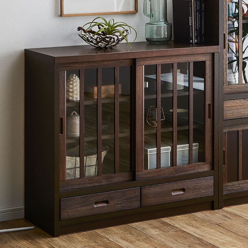 楽天市場】鎌倉 幅90 日本製 サイドボード 引き戸 食器棚 ガラス扉