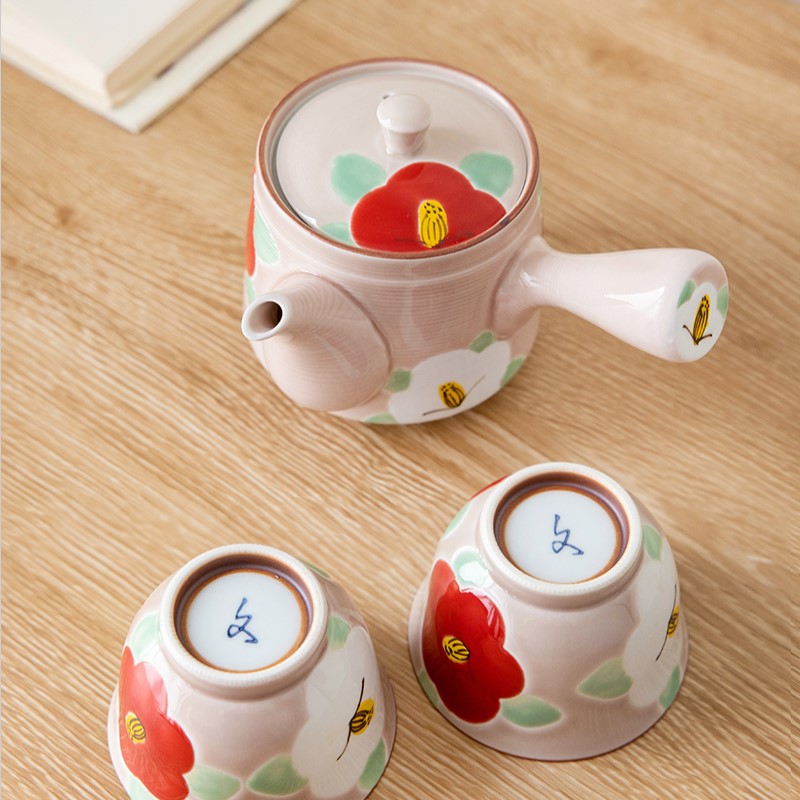 楽天市場】有田焼 波佐見焼 手描 釉彩椿 ピンク色 茶器セット 急須1個+