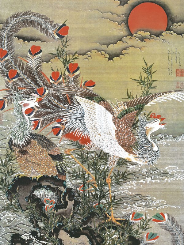 模写】伊藤若冲/菊図/屏風ハガシ/六曲用マクリです/掛軸☆宝船☆Z-369