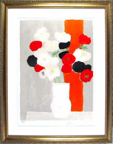 リトグラフ ベルナール・カトラン アネモネ カトラン アネモネの花束