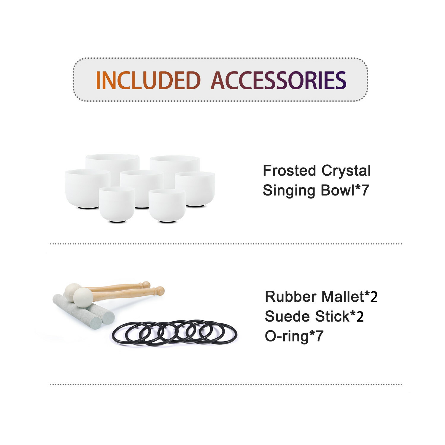 クォーツ クリスタル ボウル 7個セット A＝432Hz ケース付 クォーツ