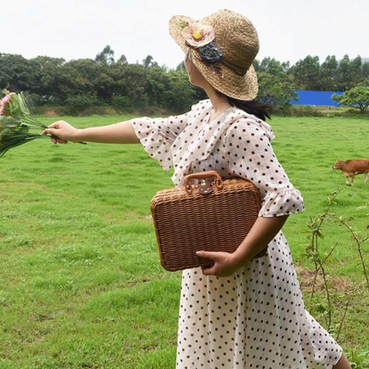 フランス バスケット パニエ トランク ピクニック 旅行鞄 1900年/K160