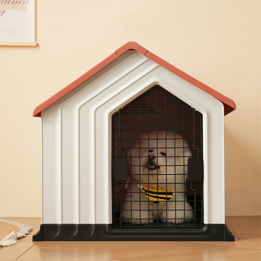 犬小屋 ドア付き ペットハウス ペットケージ プラスチック製 犬 室内犬