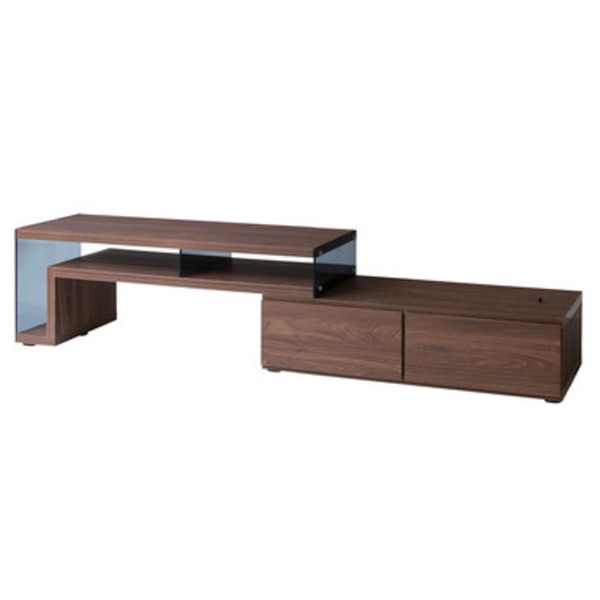 テレビボード 幅105cm ウォールナット 8mmグレー強化ガラス