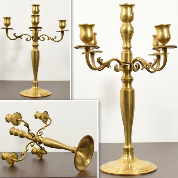 楽天市場】ゴールドブラス キャンドルスタンド5灯 Large キャンデラ