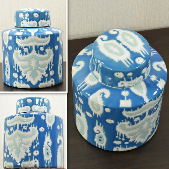 National Design museum 陶器 ボックス 小物入れ 青白 丸 National