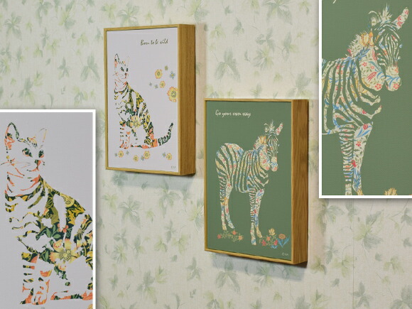 楽天市場】キャンバス地に描かれた可愛い動物 アートフレーム 壁飾り