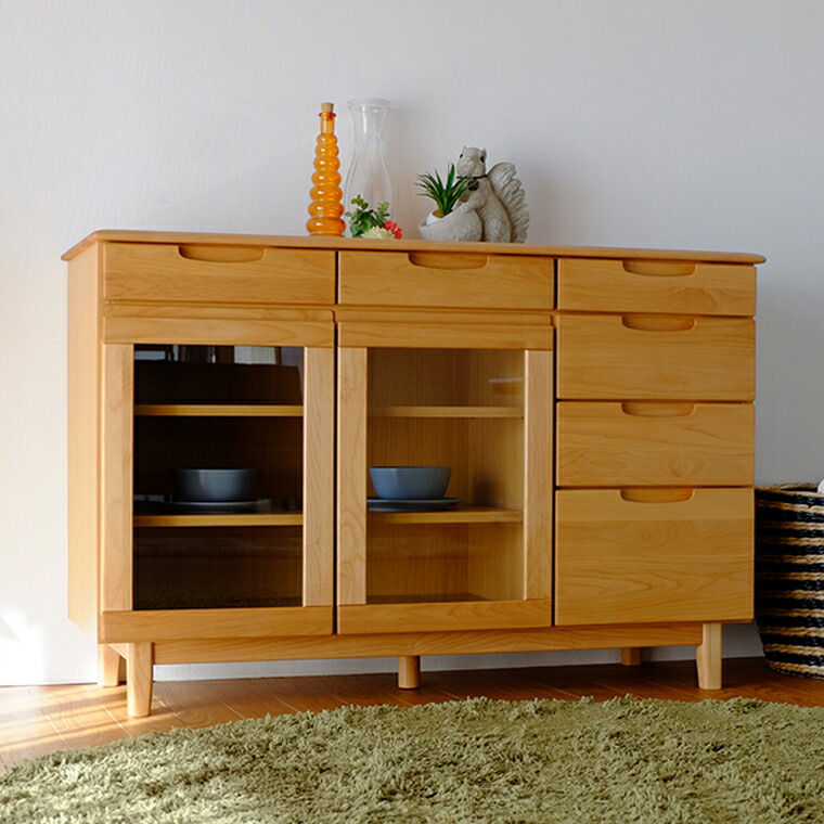 楽天市場】サイドボード 食器棚 ガラス戸 チェスト リビング収納 北欧