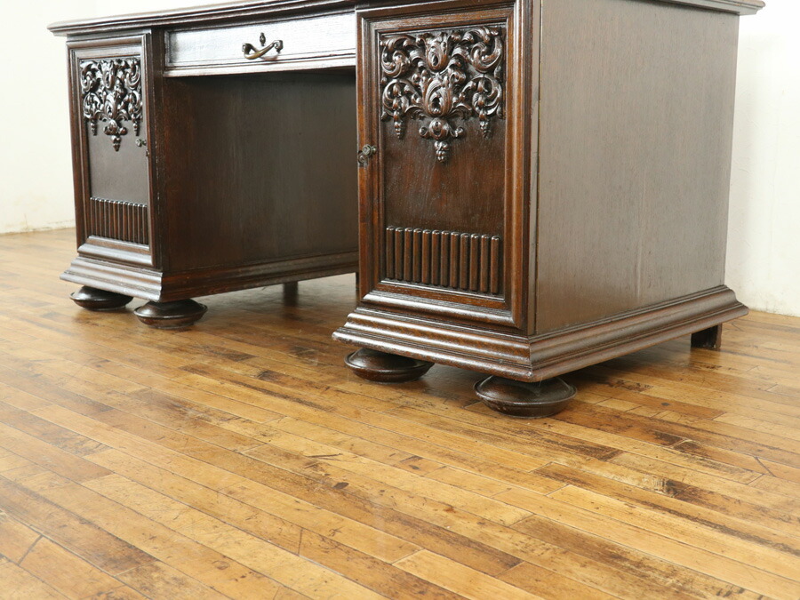 楽天市場】デスク アンティーク 本物アンティーク 両袖机 書斎机 書斎