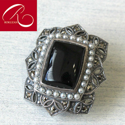 碌山 SVオニキスカエルブローチ ペンダントトップ SV925 未使用 碌山