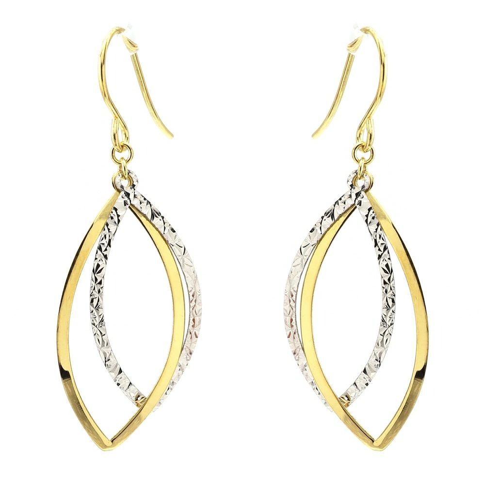 楽天市場】K18 イエローゴールド / ホワイトゴールド デザイン ピアス