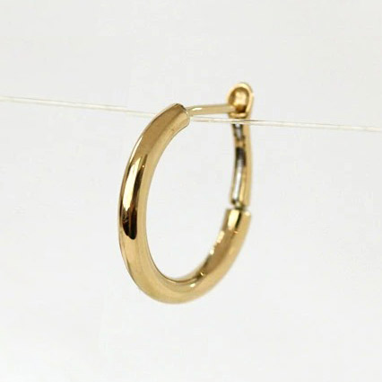 楽天市場】【片耳用】メンズ k18イエローゴールド バネ式フープピアス