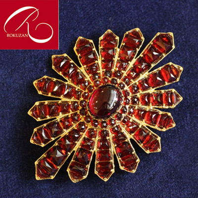 碌山 ROKUZAN ロクザン ガーネット 925トンボ ブローチ トップ 碌山