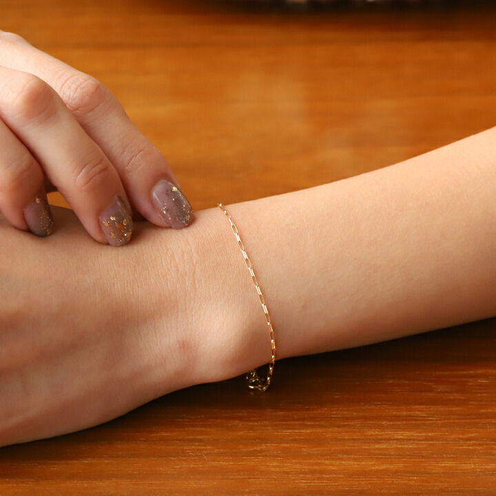 クロミカ k18アンクレット ペタルチェーン 1.4㎜幅 つけっぱなし