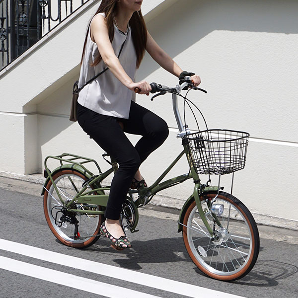 オートライト 付き 折りたたみ自転車 20インチ 軽量 カゴ カギ ライト