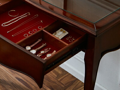 和風 蒔絵風 ジュエリーシェルフ ビロード張り 6段棚 ディスプレイ