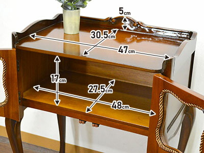 アンティーク調 ミニ ガラスキャビネット サイドテーブル 高級 木製