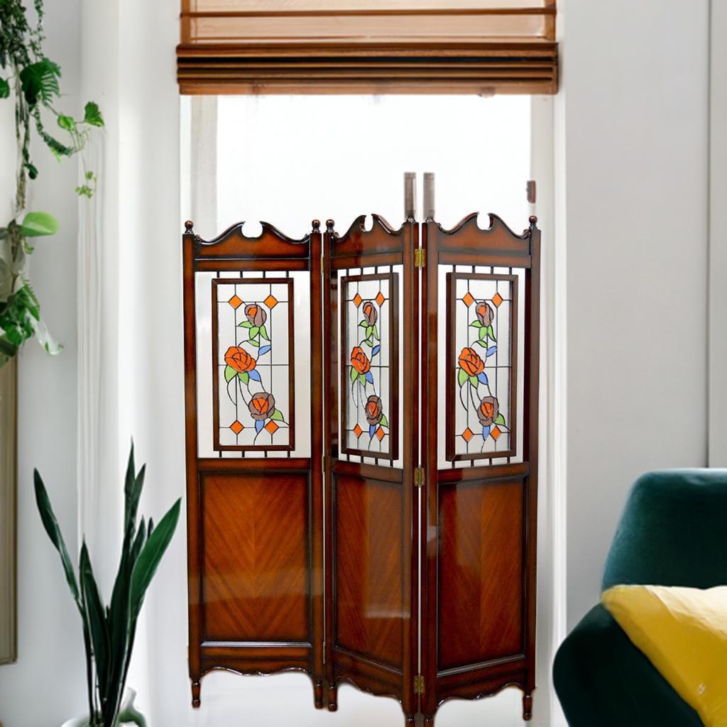 曙工芸製作所 高級ステンドスクリーン アンティークパーテーション4連