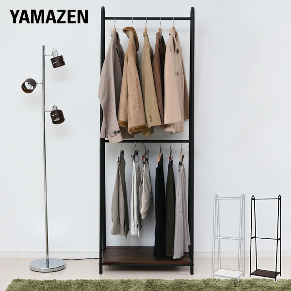 楽天市場】ハンガーラック 2段 おしゃれ 棚付き 幅66 ASH-T ダブル