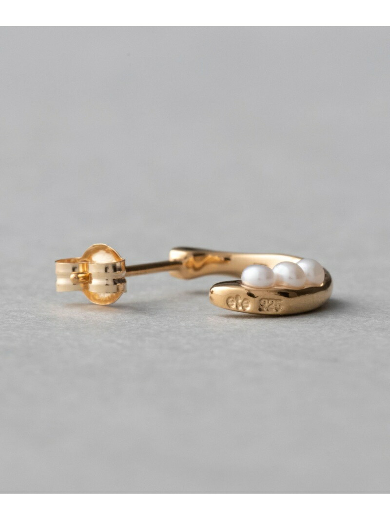 ete 淡水パール ポストK18 イエローコーティング ピアス キャッチなし