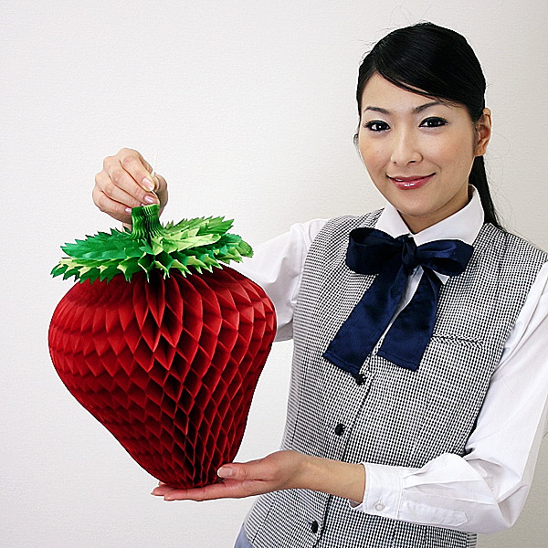楽天市場】イチゴ装飾 いちご折りたたみハニカムPOP(大) H32cm 3個