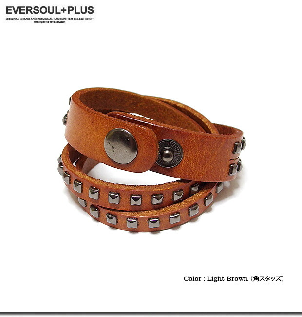 楽天市場】レザーブレスレット メンズ レザー ブレスレット スタッズ