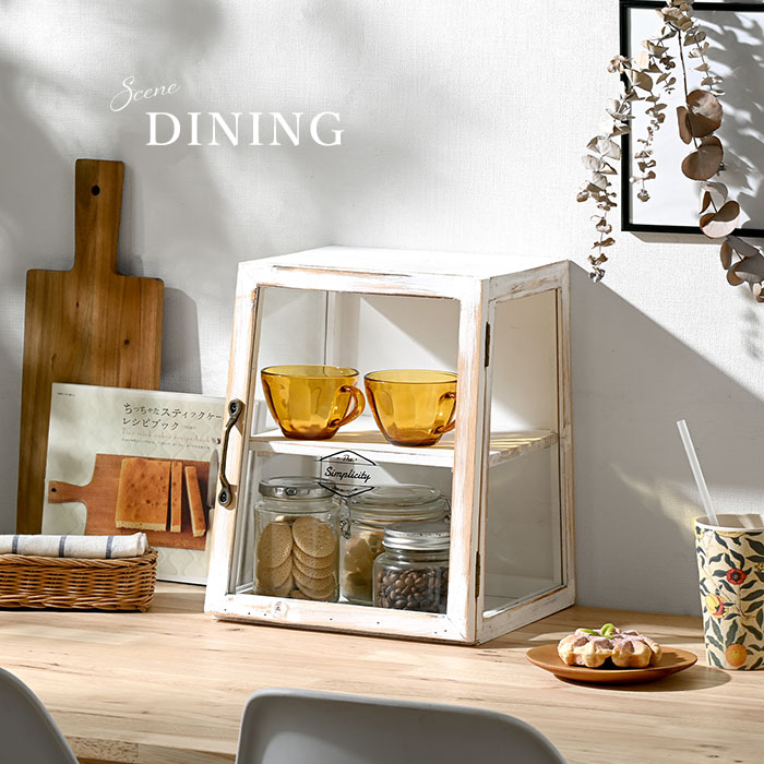 楽天市場】ガラスケース アンティーク 卓上 木製 ガラス 2段