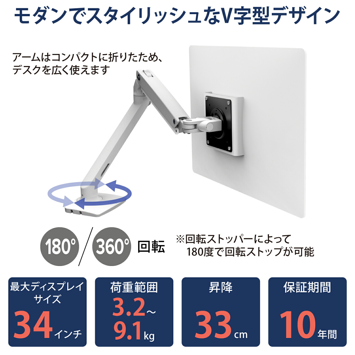 楽天市場】【モニターアーム】エルゴトロン MXV デスクモニターアーム